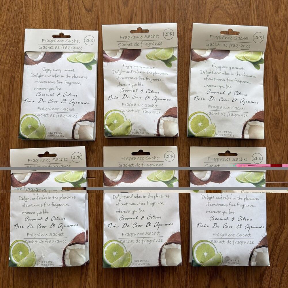 12 Packs Of Coconut & Citrus Scented Fragrance Sachets Aromatherapy - New